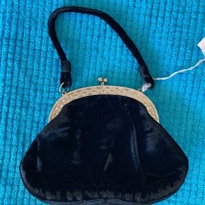 Beautiful antique black velvet purse